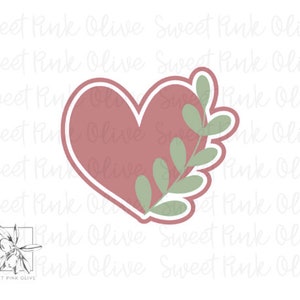 May include: A pink heart with a green leafy branch design. The heart has a white outline. The text "Sweet Pink Olive" is at the bottom of the image.
