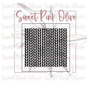 May include: Black and white knit pattern stencil. The pattern is a repeating design of vertical lines of small ovals.