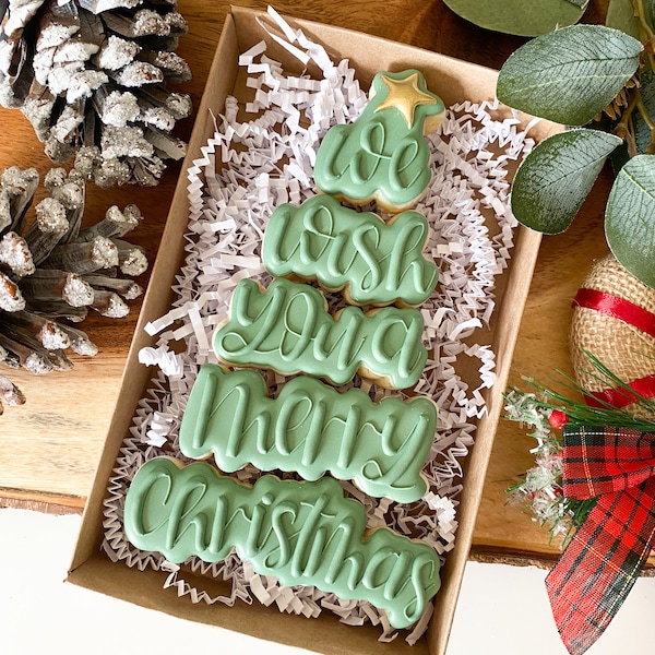 We Wish You a Merry Christmas Tree Cookie Cutter Set, Fondant and playdoh cutters too!