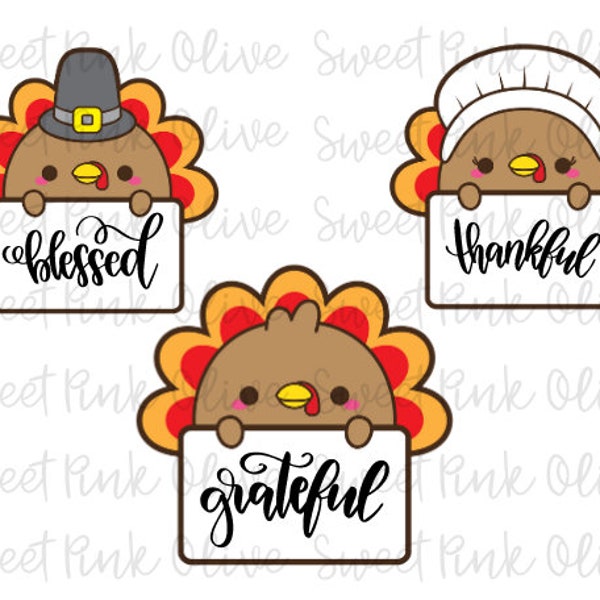 Thanksgiving Turkey Plaque Cookie Cutters, Name Plaque, Build your own set, Fondant and playdoh cutters too!