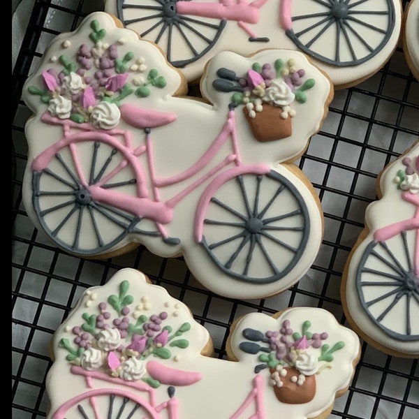 Floral Bicycle Cookie Cutter, Fondant and playdoh cutters too!