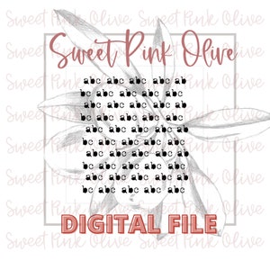 May include: A digital file with the text "Sweet Pink Olive" in a pink box and the text "DIGITAL FILE" in a red box. The background is a grey and white floral design.
