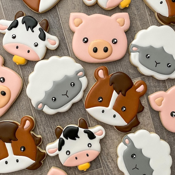 Farm Animals Cookie Cutters, Set #1 of 3, Sheep, Horse, Pig and Cow Cutters, Fondant and Playdoh cutters too!