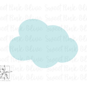 May include: A light blue cloud-shaped cookie cutter. The words "Sweet Pink Olive" are repeated across the white background. A floral logo is in the lower left corner.