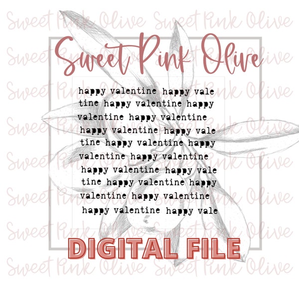 Happy Valentine Typewriter Style Stencil Digital Format - SVG, PNG and .studio3