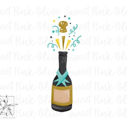 Wine or Champagne Bottle With Bow Cookie Cutter and Fondant Etsy