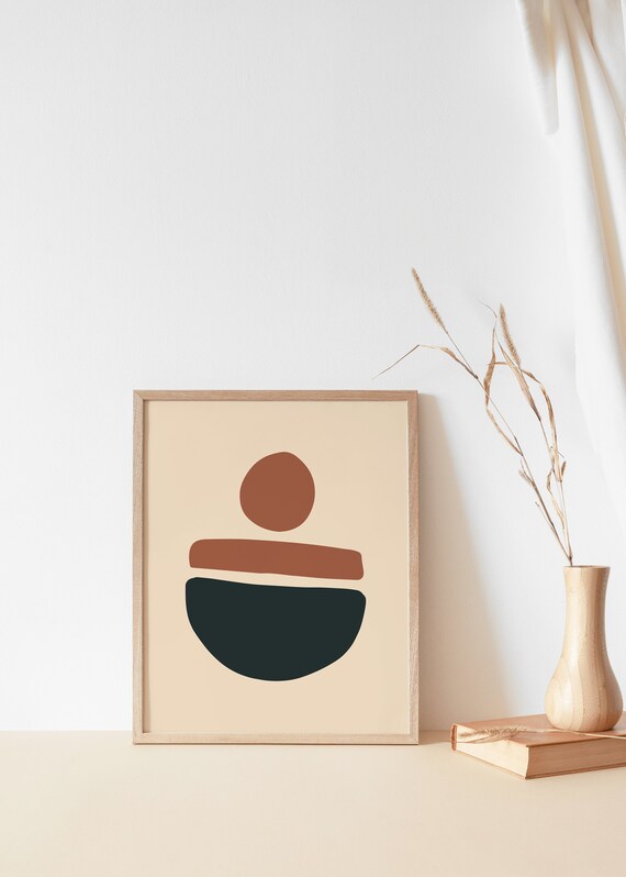 Printable Geometric Artwork Pale Colors Scandinavian Minimal Digital Burnt Orange Master Bedroom Decor Modern Art Aesthetic Room Decor