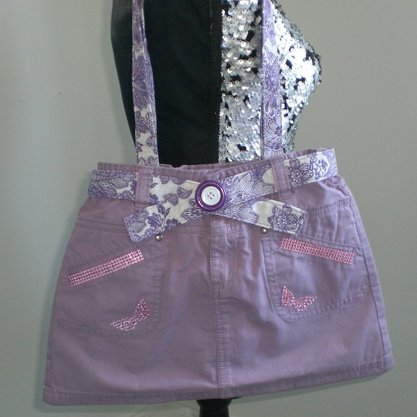 Sac en jeans recyclé mauve thème recycl'art