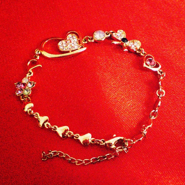 Magnifique bracelet cœur en plaqué or