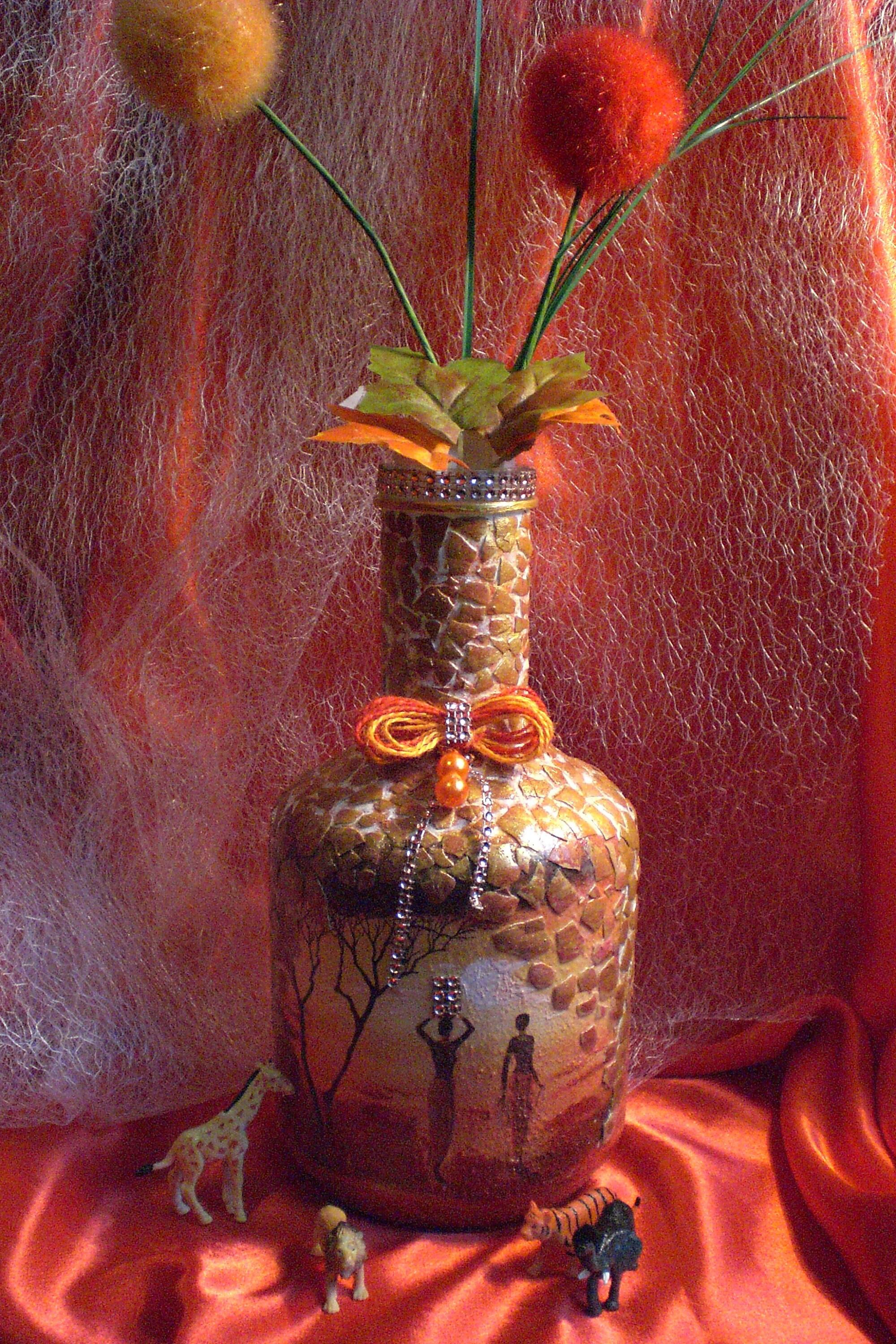 Magnifique Bouteille Recyclée Style Africain