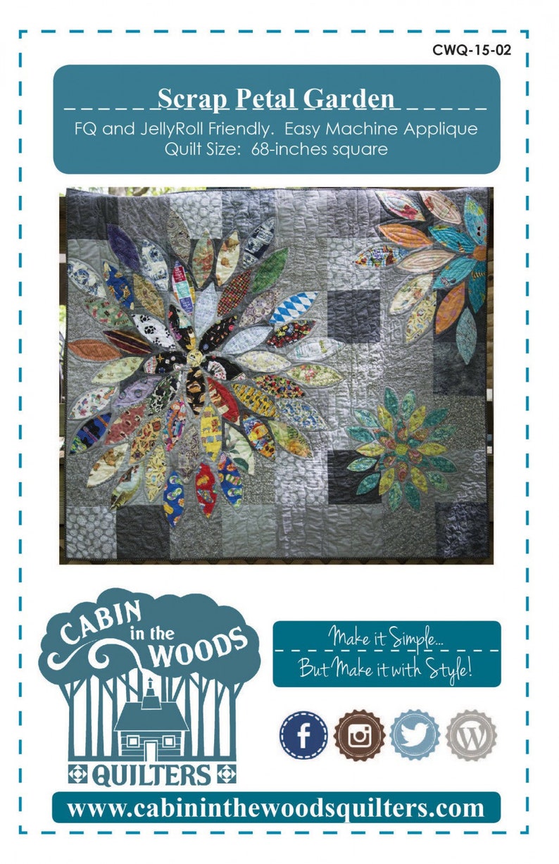 Scrap Petal Garden Quilt Pattern With Template by Cabin in the Etsy