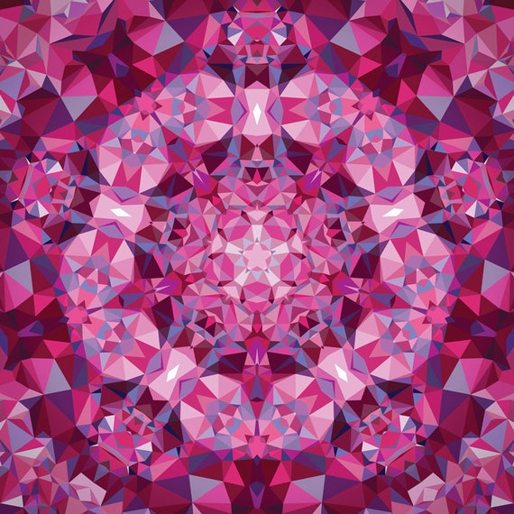 Clearance - Gradients Kaleidoscope - Mandala Panel - Pink Moda Digital  752106490345 - Quilt in a Day / Quilting Fabric