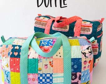 Patchwork Duffle bag pattern (not actual duffle bag)  by Kaitlyn Howell from Knot + Thread Designs