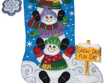 Snow Much Fun felt Christmas stockit kit from Bucilla 89478