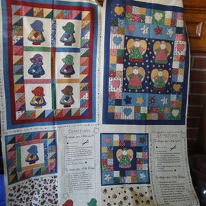 Vintage Mini-quilt and pillow, Angel and Sunbonnet Sue image 1