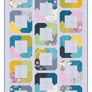 May include: A quilt pattern called "Harrelson Quilt" with a finished size of 66 inches by 78 inches. The quilt pattern is made up of squares with different colored fabrics. The pattern is fat quarter friendly.