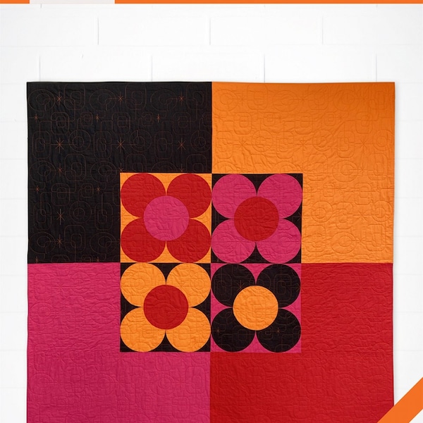 Colorblock Flowers quilt pattern from Hunter's Design Studio