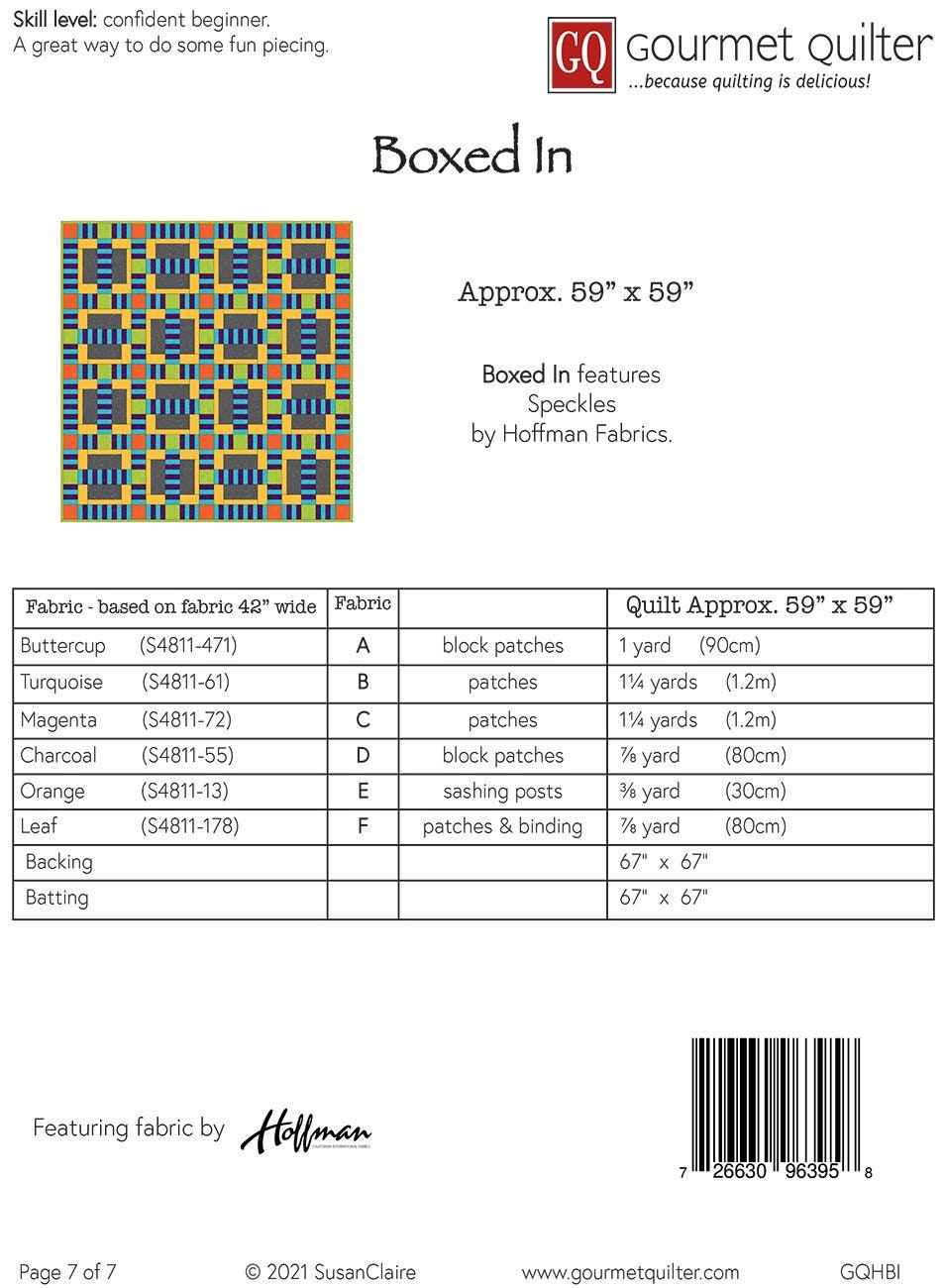 Boxed in Quilt Pattern Designed by Susan Claire of Gourmet Etsy