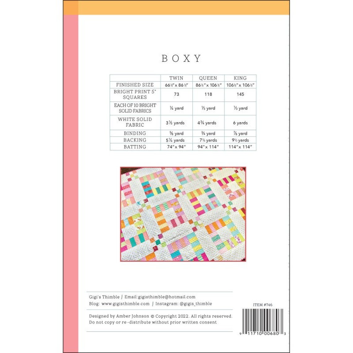 Boxy Quilt Pattern From Gigi's Thimble - Etsy