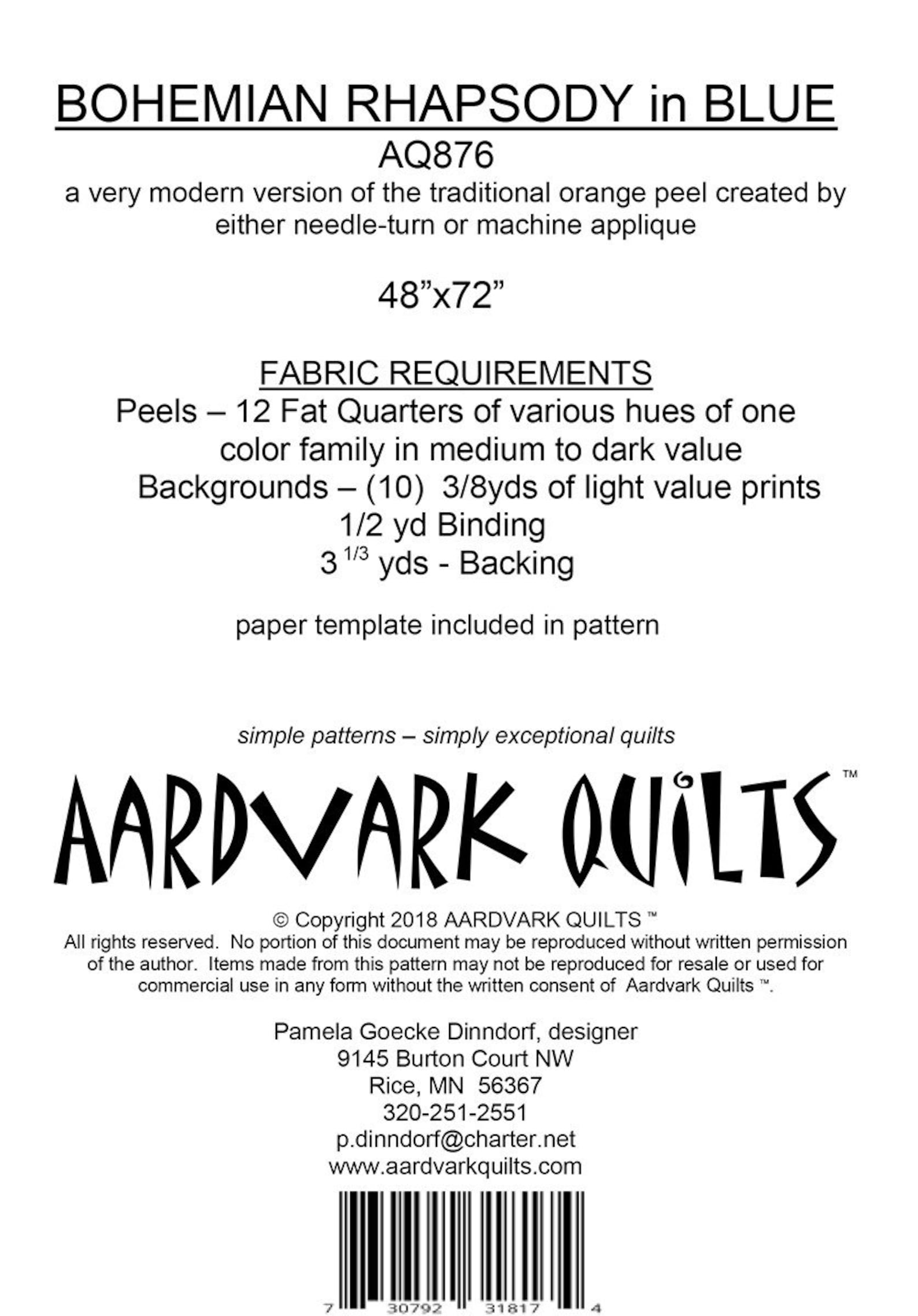 Bohemian Rhapsody in Blue Quilt Pattern From Aardvark Quilts Etsy UK