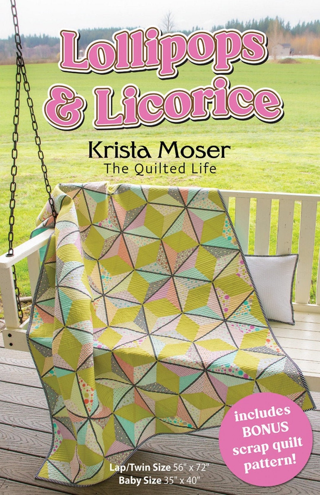 Lollipops & Licorice Quilt Pattern and Creative Grids Mini Diamond Ruler by Krista Moser of the