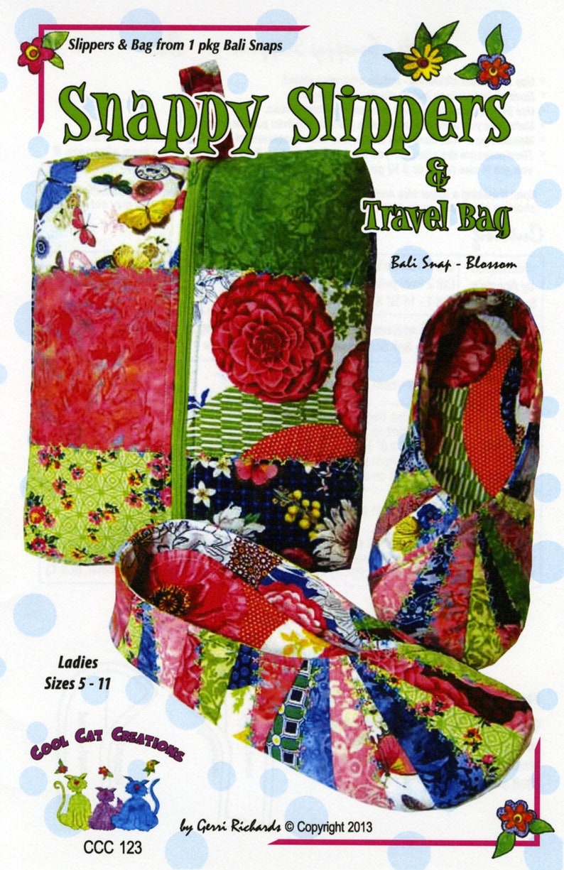 Snappy Slippers and Travel Bag Pattern From Cool Cat Creations Etsy