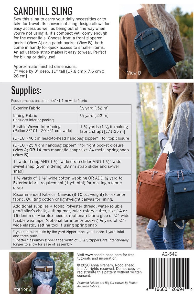 Sandhill Sling Style Bag Pattern From Noodlehead pattern Etsy
