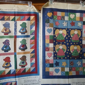 Vintage Mini-quilt and pillow, Angel and Sunbonnet Sue image 2