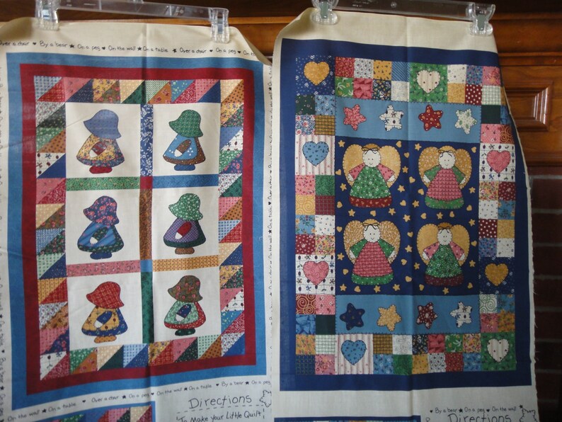 Vintage Mini-quilt and pillow, Angel and Sunbonnet Sue image 2