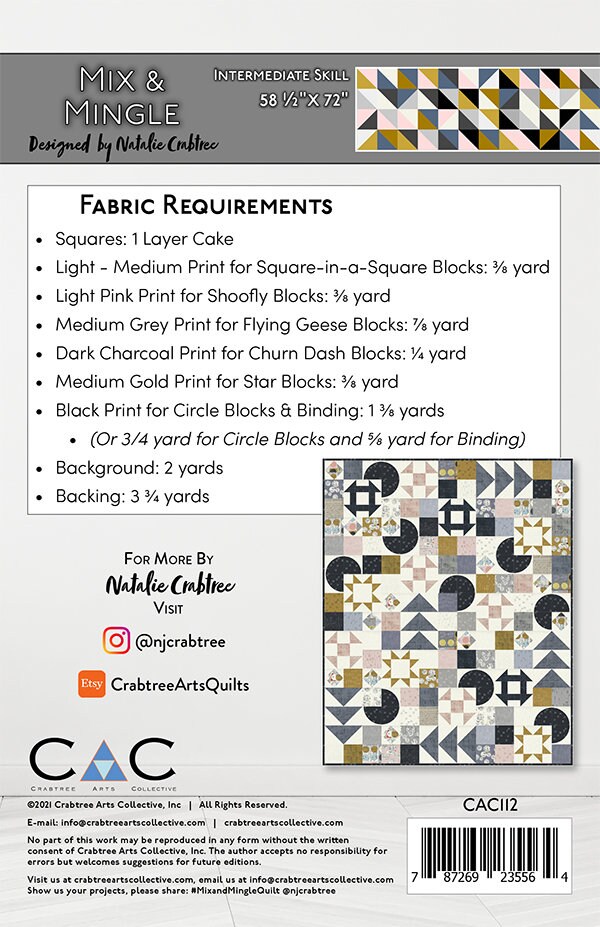 Mix & Mingle Quilt Pattern by Natalie Crabtree for Crabtree Etsy
