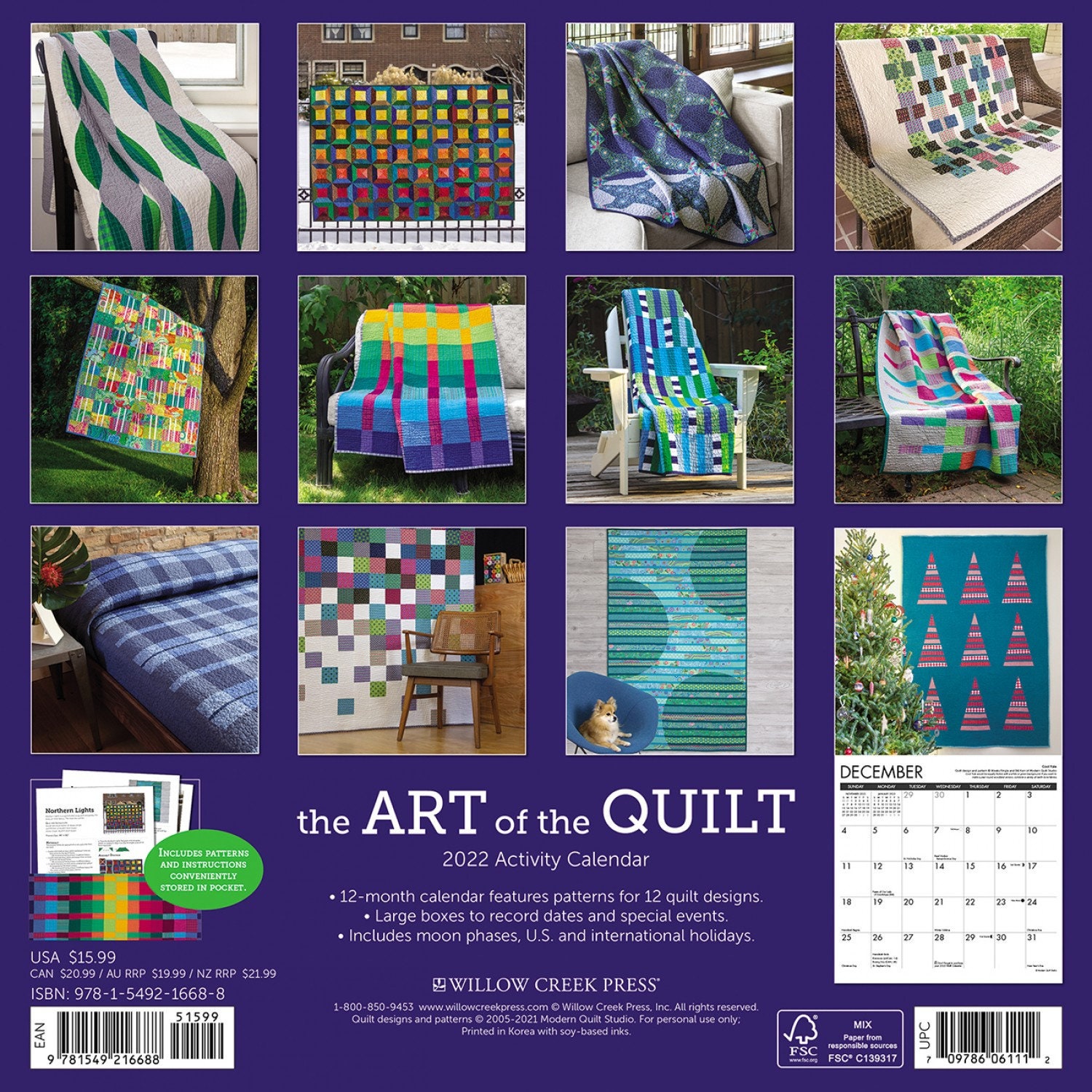 The Art of the Quilt 2022 Calendar Includes 12 Full Patterns Etsy