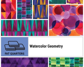 Watercolor Geometry fabric fat quarter bundle by Marta Cortese from Benartex Artistry