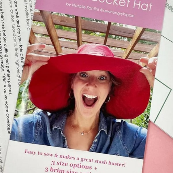 Bardot Bucket Hat pattern by Natalie Santini at Sew Hungry Hippie