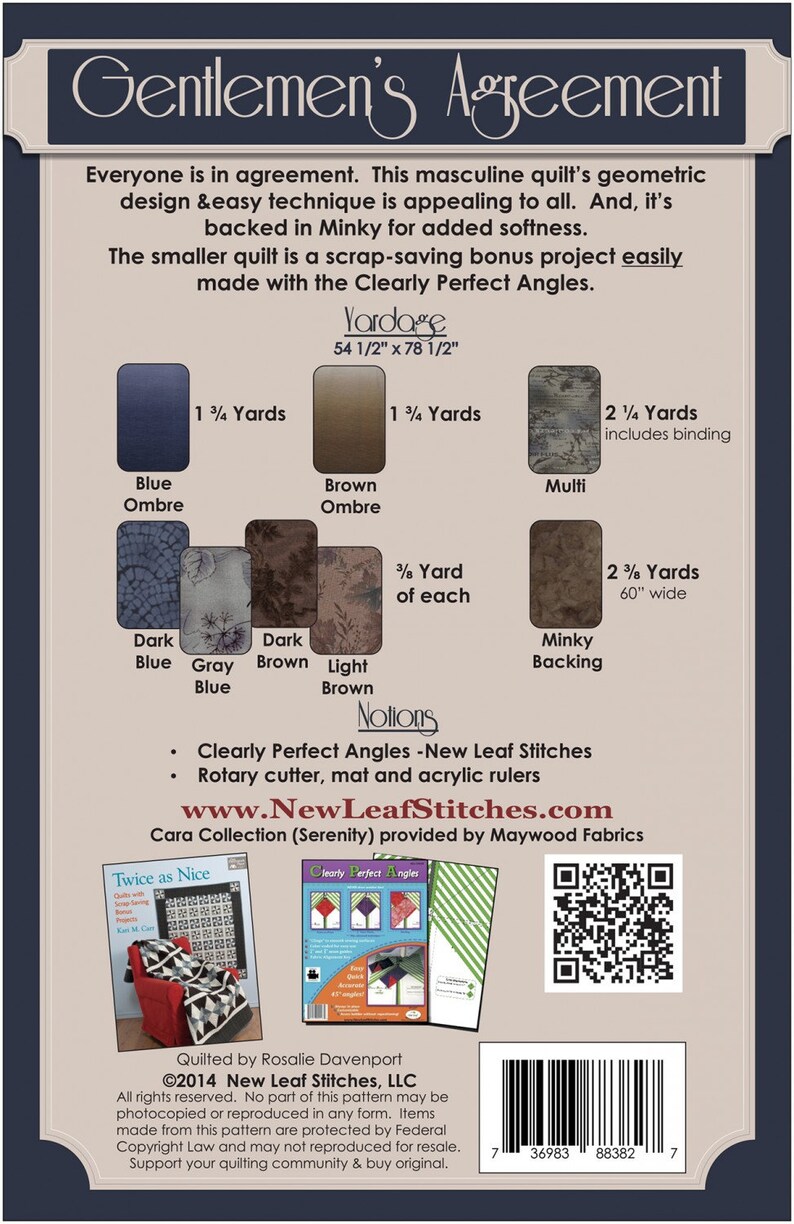 Gentlemen's Agreement Quilt Pattern From New Leaf Stitches Etsy