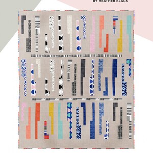May include: A quilt pattern called "Broken Codes" by Quiltachusetts, designed by Heather Black. The pattern is for a beginner quilter and measures 50 inches by 60 inches. The quilt design features a variety of colorful geometric shapes and patterns.