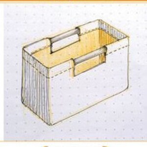 May include: An illustration of "The 'H' Bag" by Orange dot Quilts. The bag is rectangular with two handles and a visible interior. The jumbo size is 18" wide x 16" high x 9" deep. The regular size is 16" wide x 13" high x 8" deep.