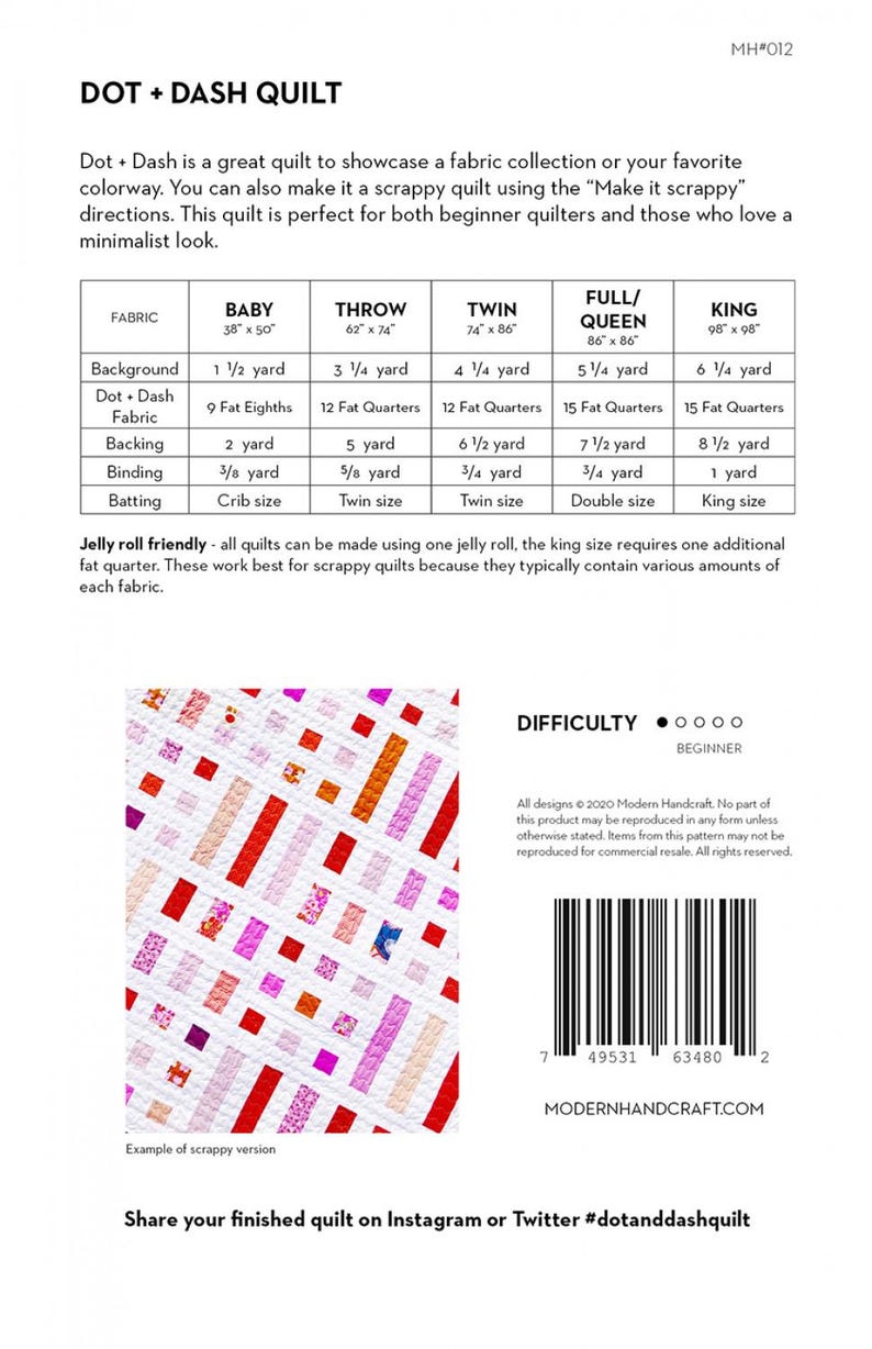 Dot + Dash Quilt Pattern From Modern Handcraft - Etsy
