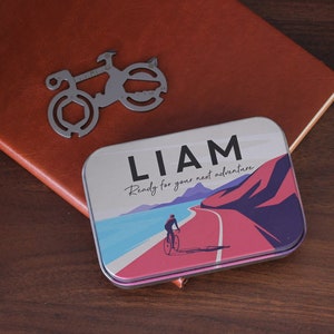 Personalisiertes Track Map Fahrrad-Werkzeug-Blech-Geschenkset, Fahrrad-Werkzeug-Set, personalisiertes Multi-Tool, Vatertagsgeschenke, Taschen-Multi-Tool, Geschenk für den besten Mann