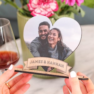 Personalised Heart Photo Frame Gift For Couples, Engraved Photo Frame, Wooden Picture Frame, Personalised Photo Frame, Valentines Day Gifts