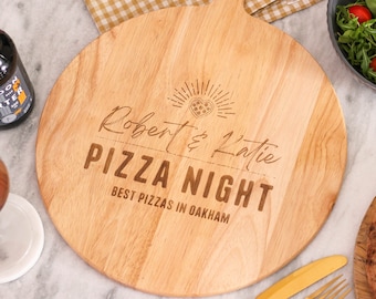 Personalised Pizza Night Paddle Wooden Serving Board, Personalized Pizza Board, Wooden Pizza Board, Custom Pizza Board, Wood Serving Board