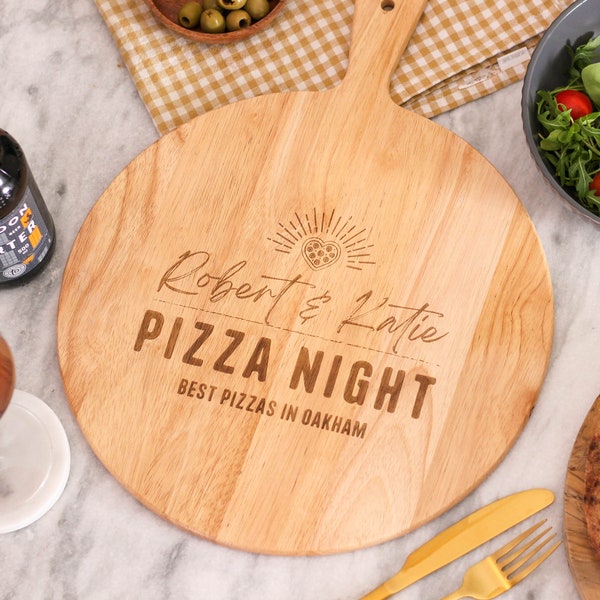 Personalised Pizza Night Paddle Wooden Serving Board, Personalized Pizza Board, Wooden Pizza Board, Custom Pizza Board, Wood Serving Board