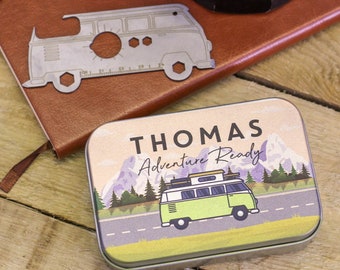 Personalised Camper Van Shaped Tool Travel Gift -Multi Tool Gift For Him or Her - Father's Day Birthday present for Dad Camping Accessories