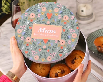 Personalised Floral Cake Tin Baking Gift For Her, Personalised Cake Tin, Cake Storage Tin, Personalised Gifts, Baking Tin, Mothers Day Gift