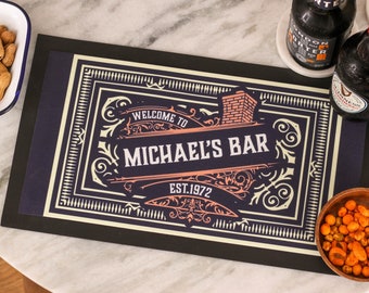 Personalisierte Brauerei Bar Runner Geschenk für Papas Hausbar | Maßgeschneiderte Man Höhle Accessoires oder Bar Matten für Home Pub | Personalisierte Bierdeckel