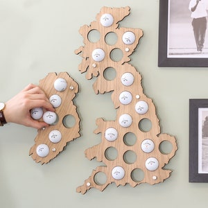Britische Golfballkarte Wandkunst für Zuhause, Benutzerdefinierte Golfball Anzeige, Golfball Vitrine, Loch in einer Vitrine, Vatertagsgeschenke