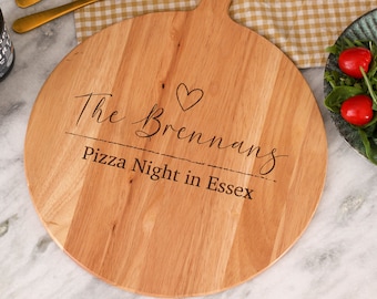 Personalised Family Night Pizza Chopping Board For Home | Customised Pizza Paddle Board for Dad Birthday | Wooden Pizza Serving Tray