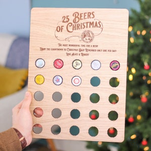 Personalised Advent Calendar Beer Cap Collector, Beer Cap Collector, Beer Cap Holder, Christmas Gift, Beer Cap Display, Bar Accessories image 1