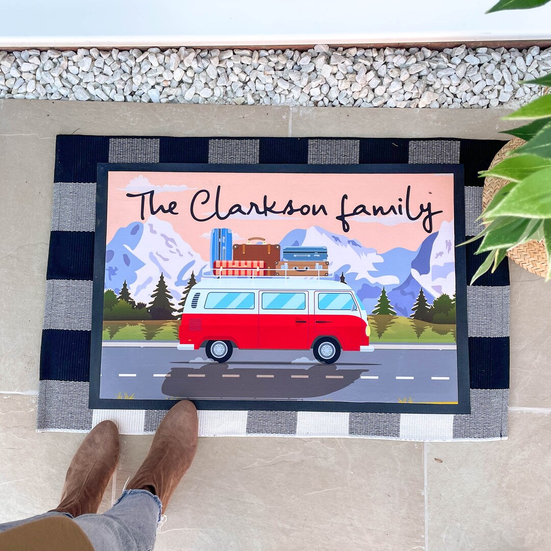 Personalised Printed Campervan Doormat Travel Gift, Personalised