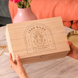 Personalised Star Sign Keepsake Storage Box Gift, Wooden Storage Box With Lid, Personalized Wooden Keepsake Box, Wooden Memory Box, Mum Gift