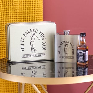 Lata de regalo de whisky personalizada del hoyo 19 para él, juegos de regalo de alcohol, petaca de whisky, regalo del día del padre, regalo de whisky para él, regalos para papá
